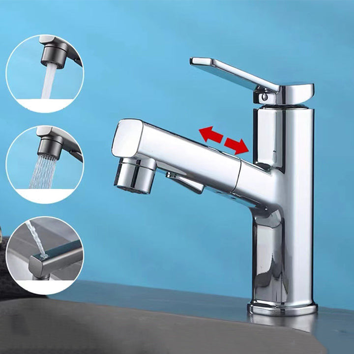 Lisslune | Modern Bathroom Sink Faucet with Brass Lever Handles and Swivel Spout