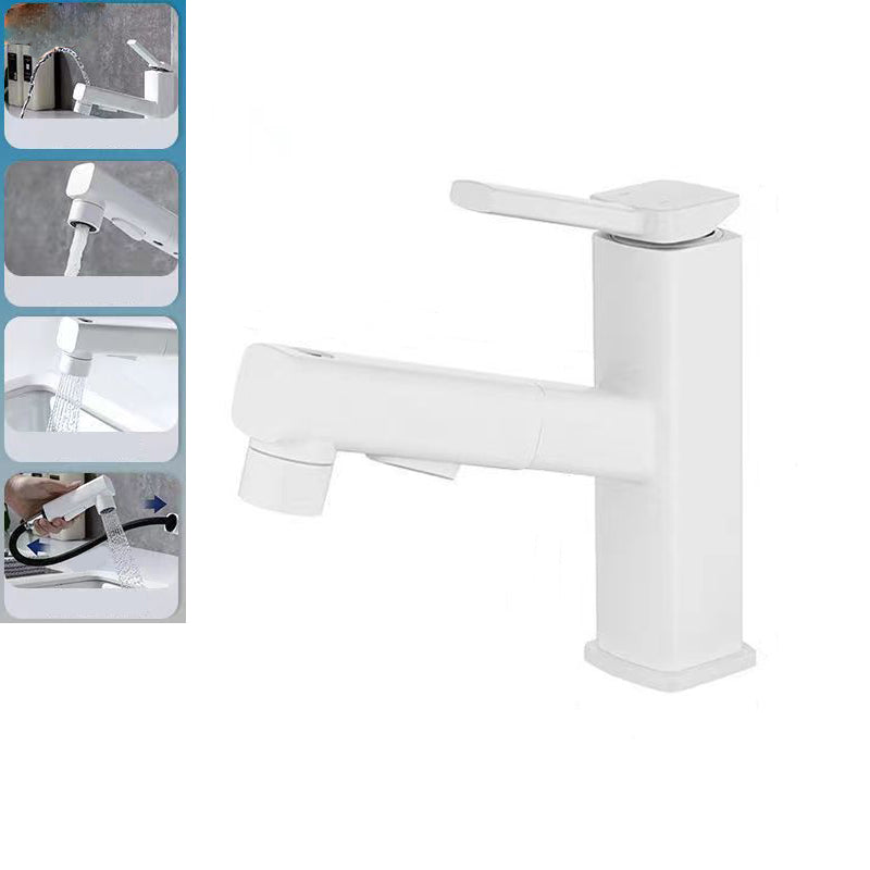 Lisslune | Modern Bathroom Sink Faucet with Brass Lever Handles and Swivel Spout