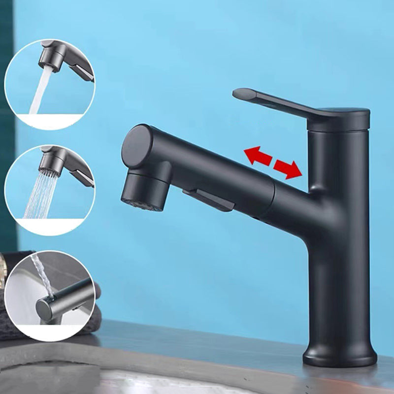 Lisslune | Modern Bathroom Sink Faucet with Brass Lever Handles and Swivel Spout