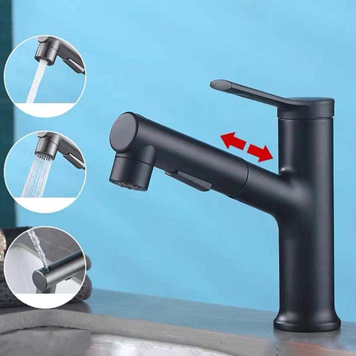 Lisslune | Modern Bathroom Sink Faucet with Brass Lever Handles and Swivel Spout