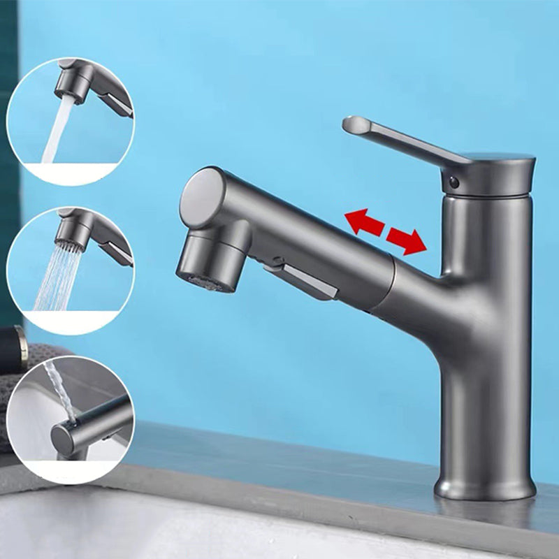 Lisslune | Modern Bathroom Sink Faucet with Brass Lever Handles and Swivel Spout