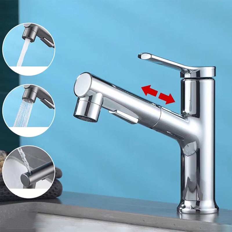 Lisslune | Modern Bathroom Sink Faucet with Brass Lever Handles and Swivel Spout