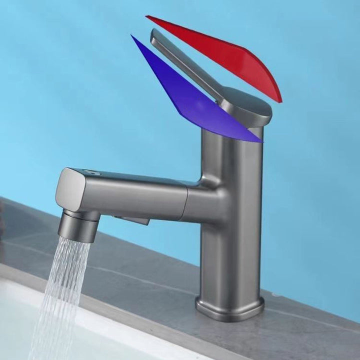 Lisslune | Modern Bathroom Sink Faucet with Brass Lever Handles and Swivel Spout
