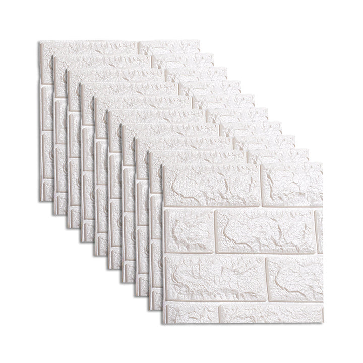 Lisslune | Waterproof Wall Panel Peel and Press 3D Synthetic Brick Living Room PVC Wall Covering (10-Pack)