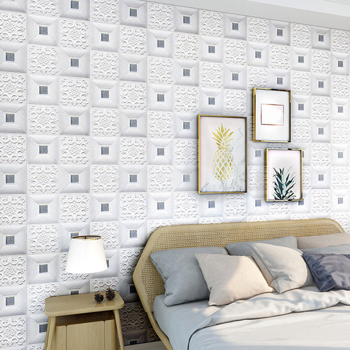 Lisslune | Wall Ceiling Glam Peel and Stick Waterproof Synthetic Brick Living Room Wall Panel (10-Pack)