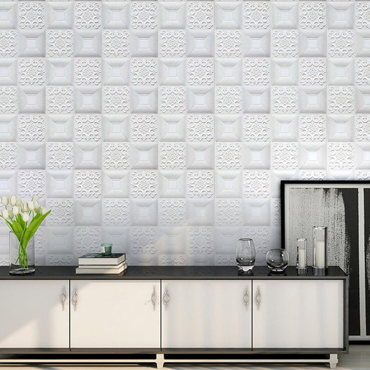 Lisslune | Wall Ceiling Glam Peel and Stick Waterproof Synthetic Brick Living Room Wall Panel (10-Pack)