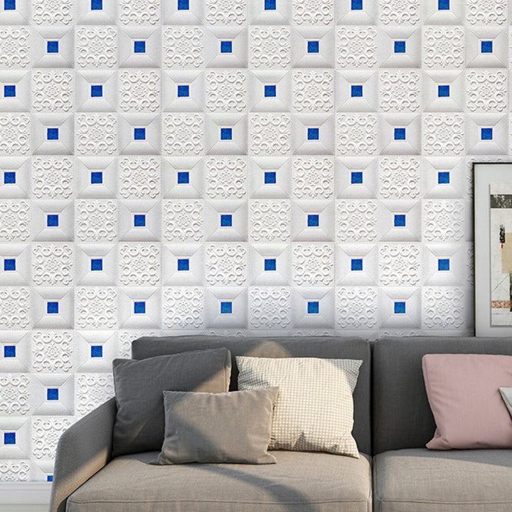 Lisslune | Wall Ceiling Glam Peel and Stick Waterproof Synthetic Brick Living Room Wall Panel (10-Pack)