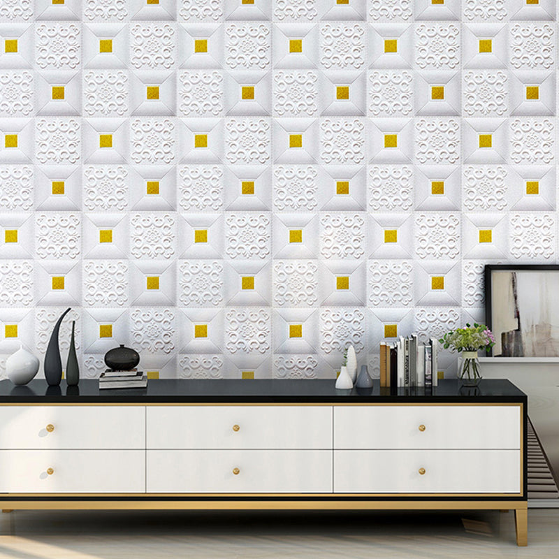 Lisslune | Wall Ceiling Glam Peel and Stick Waterproof Synthetic Brick Living Room Wall Panel (10-Pack)