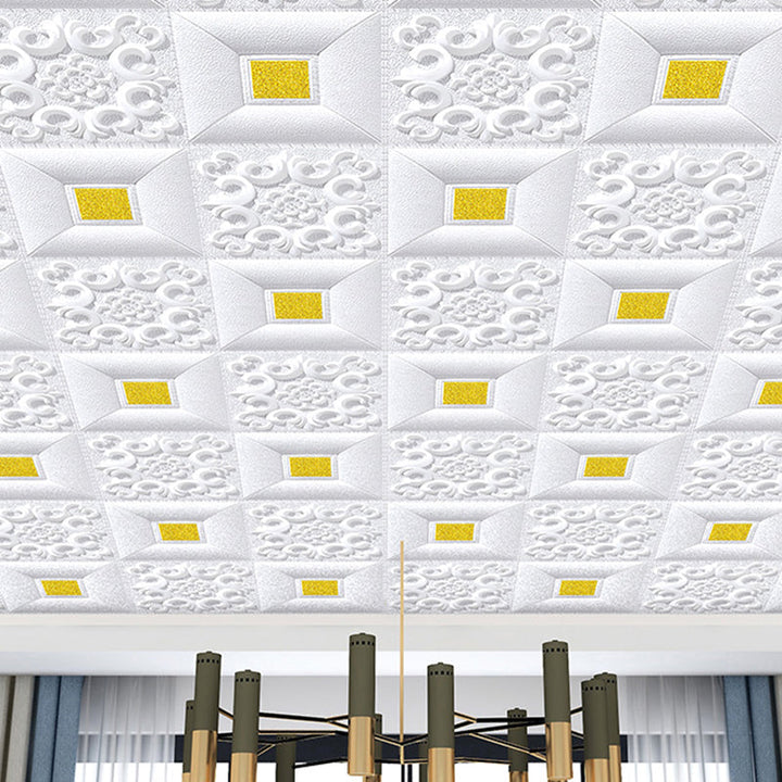 Lisslune | Wall Ceiling Glam Peel and Stick Waterproof Synthetic Brick Living Room Wall Panel (10-Pack)