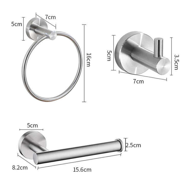 Lisslune | Stainless Steel Bathroom Set 3-piece Modern Style Simple Bathroom Accessory Set