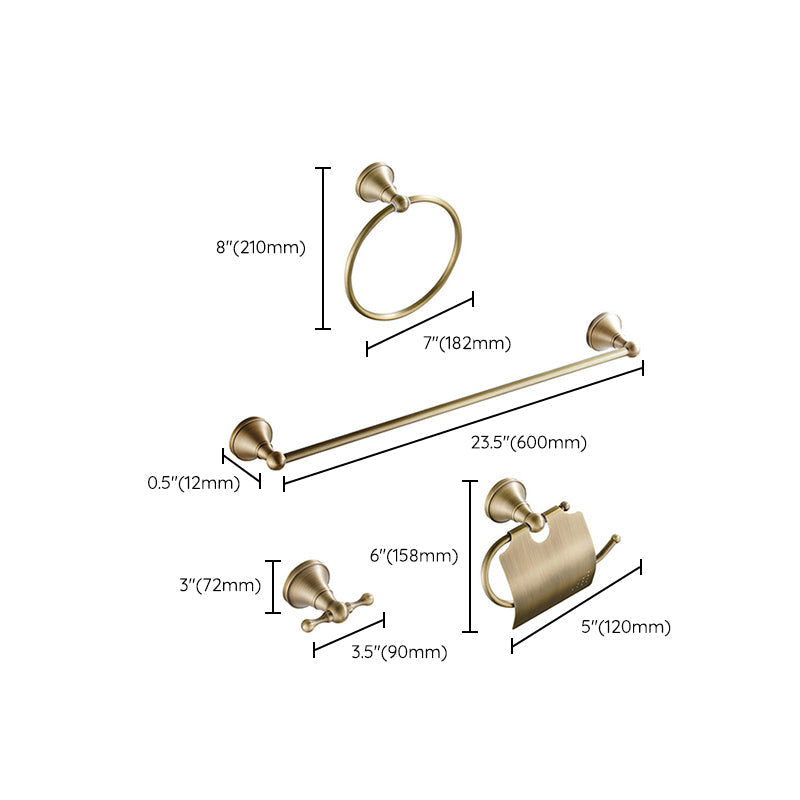 Lisslune | Metal Bathroom Set 4-piece Traditional Style Gold Bathroom Hardware Set