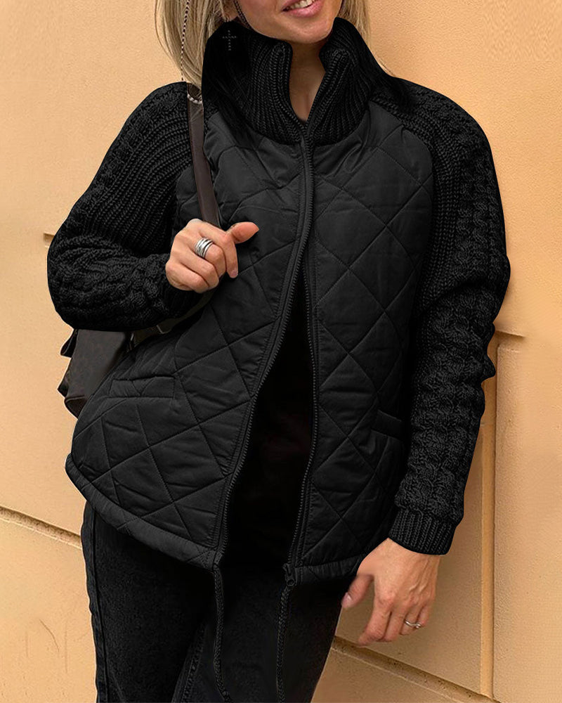 Lisslune | Solid Color High Collar Zipper Coat