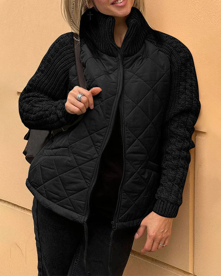 Lisslune | Solid Color High Collar Zipper Coat