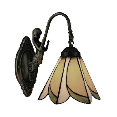 Lisslune | 1 Head Petal Wall-mounted Light Tiffany Yellow/Blue-White Glass Wall Lamp With Siren Backplate