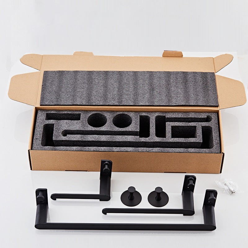 Lisslune | Metal Bathroom Set 5-piece Modern Style Black Bathroom Accessories Set