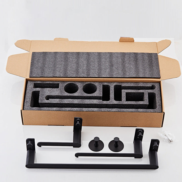 Lisslune | Metal Bathroom Set 5-piece Modern Style Black Bathroom Accessories Set