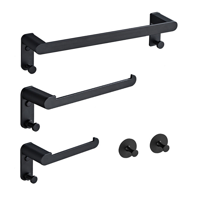 Lisslune | Metal Bathroom Set 5-piece Modern Style Black Bathroom Accessories Set
