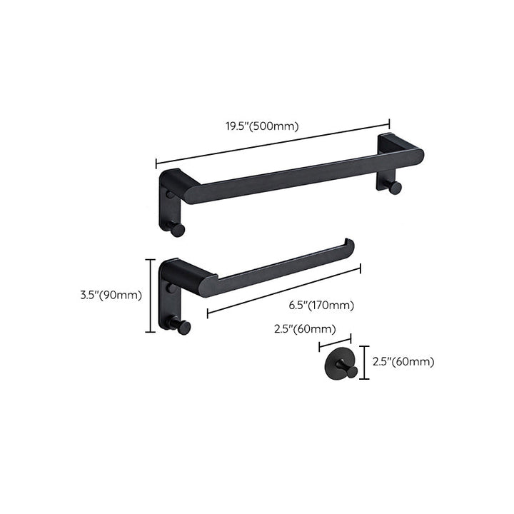 Lisslune | Metal Bathroom Set 5-piece Modern Style Black Bathroom Accessories Set