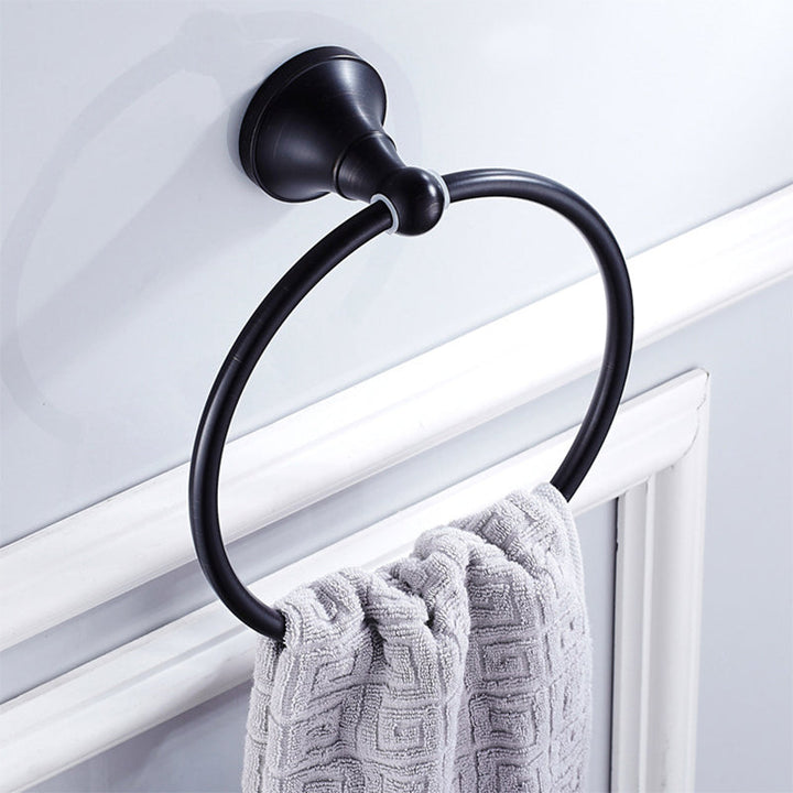 Lisslune | Metal Bathroom Set 4-piece Traditional Style Black Bathroom Accessories Set
