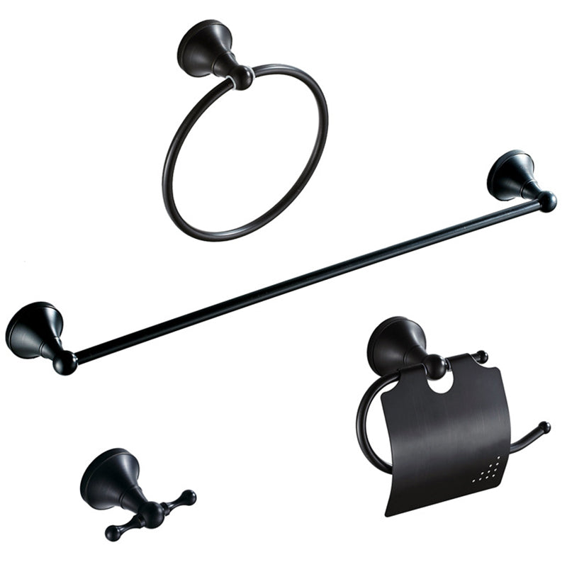 Lisslune | Metal Bathroom Set 4-piece Traditional Style Black Bathroom Accessories Set