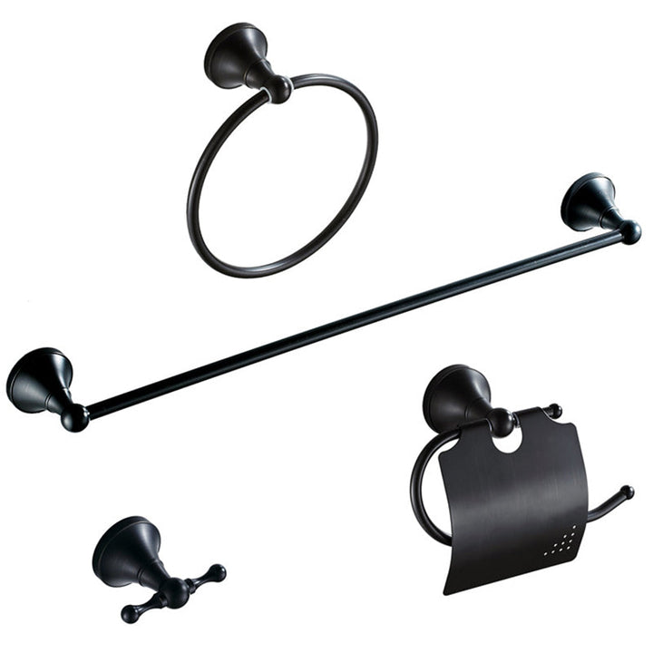 Lisslune | Metal Bathroom Set 4-piece Traditional Style Black Bathroom Accessories Set