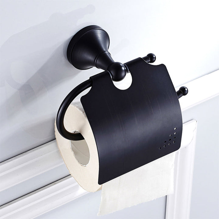 Lisslune | Metal Bathroom Set 4-piece Traditional Style Black Bathroom Accessories Set