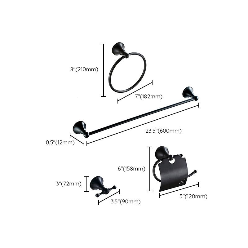 Lisslune | Metal Bathroom Set 4-piece Traditional Style Black Bathroom Accessories Set