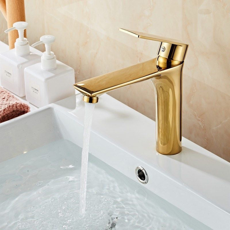 Lisslune | Glam Vessel Sink Faucet Brass Lever Handles with Water Hose Sink Fixture