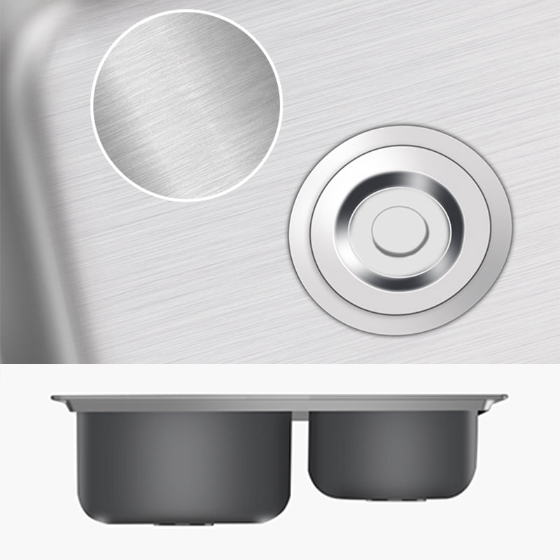 Lisslune | Modern Style Kitchen Sink Stainless Steel 2 Holes Top Mount Kitchen Sink