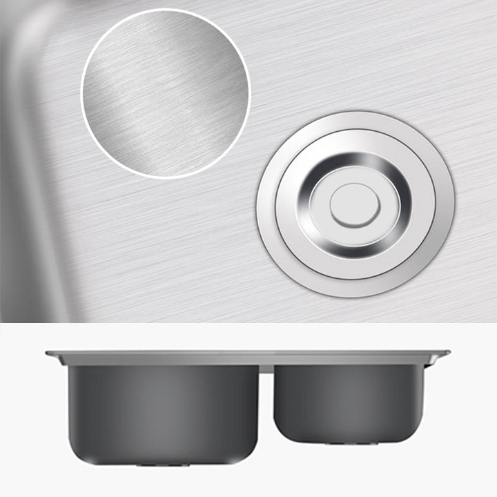 Lisslune | Modern Style Kitchen Sink Stainless Steel 2 Holes Top Mount Kitchen Sink