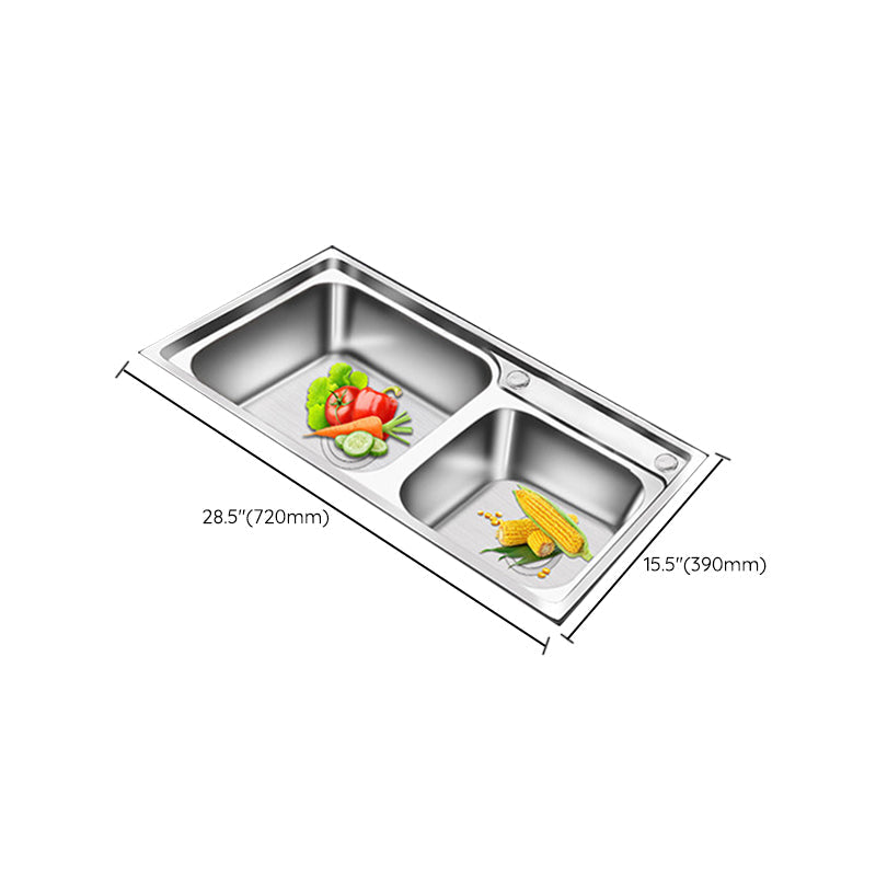 Lisslune | Modern Style Kitchen Sink Stainless Steel 2 Holes Top Mount Kitchen Sink