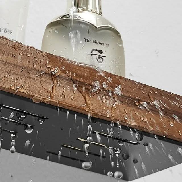 Lisslune | No-Drill Solid Wood Bathroom Wall Shelf