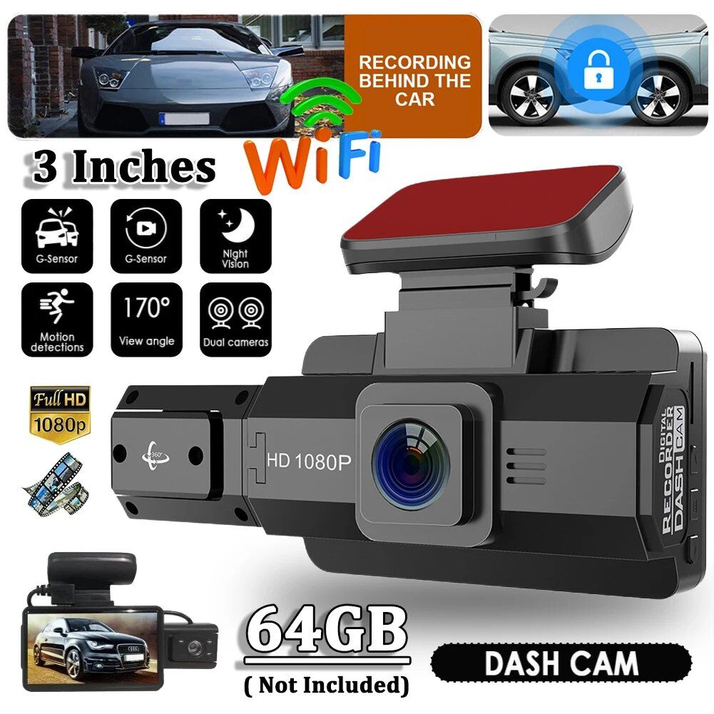 Lisslune | 1080P HD Dash Cam with 360° Wide Angle, Night Mode and G-Sensor