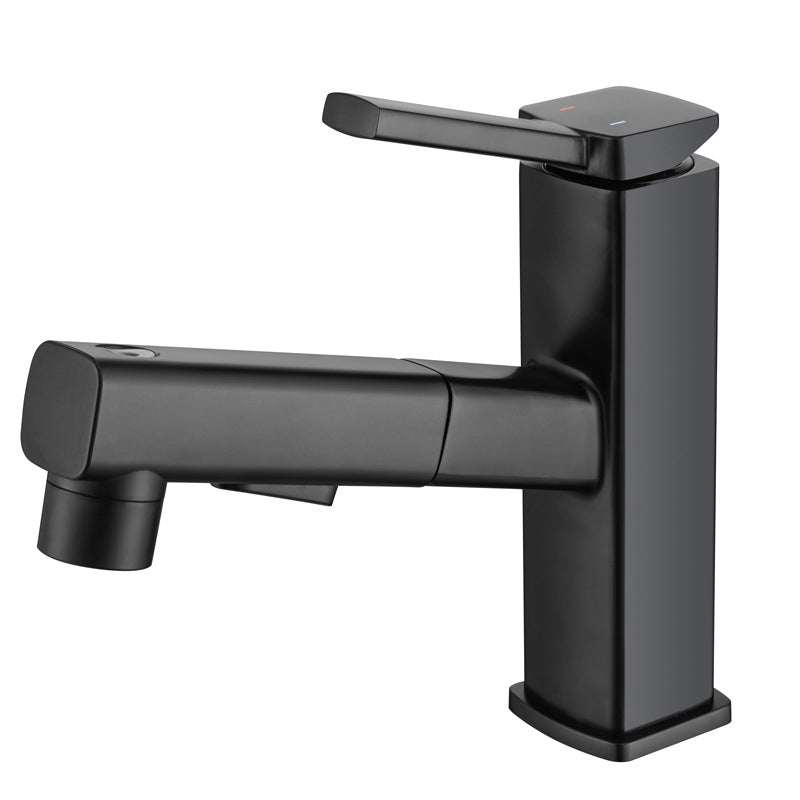Lisslune | Contemporary Vessel Sink Faucet Copper Single Handle Low Arc Pull-Out Vessel Sink Faucet
