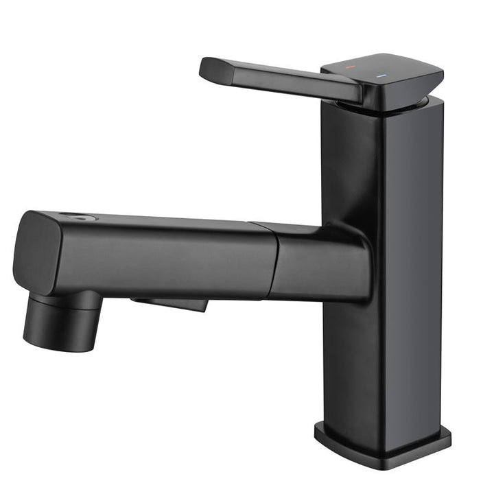 Lisslune | Contemporary Vessel Sink Faucet Copper Single Handle Low Arc Pull-Out Vessel Sink Faucet