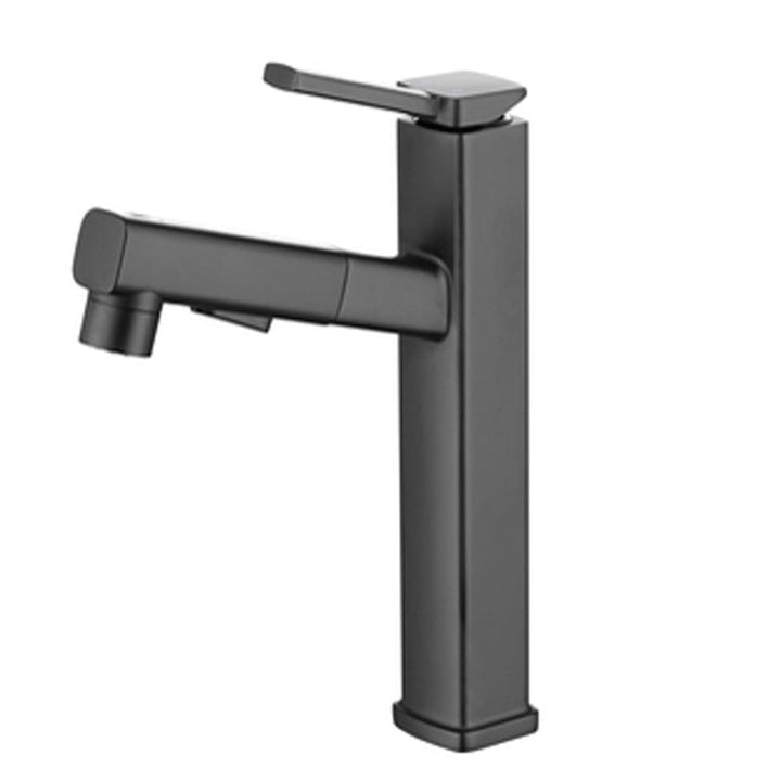 Lisslune | Contemporary Vessel Sink Faucet Copper Single Handle Low Arc Pull Down Vessel Faucet