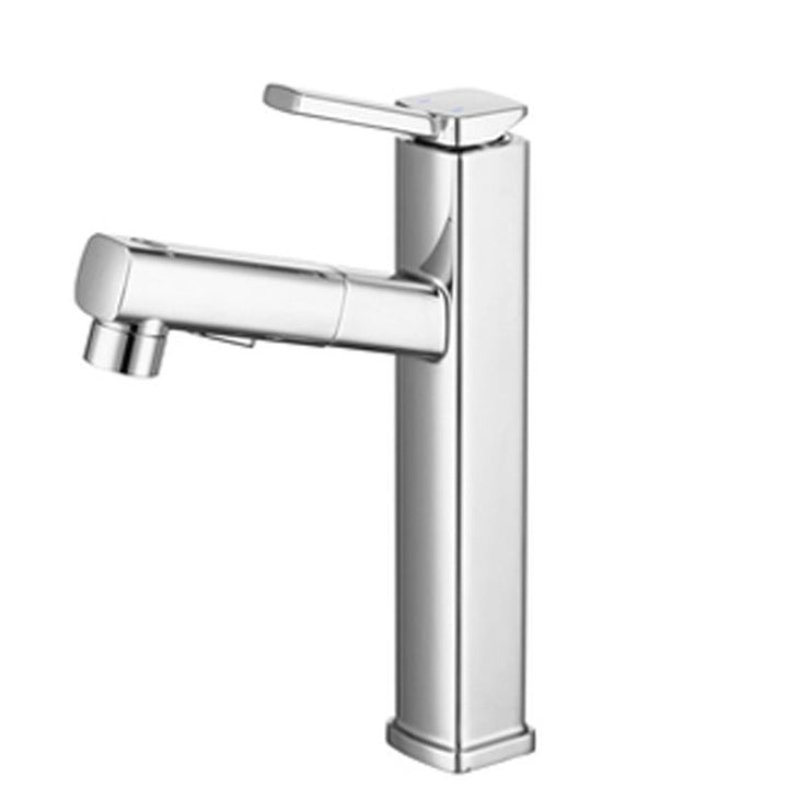 Lisslune | Contemporary Vessel Sink Faucet Copper Single Handle Low Arc Pull Down Vessel Faucet