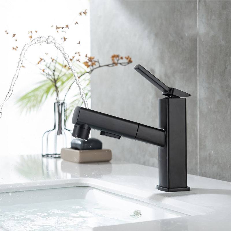 Lisslune | Contemporary Vessel Sink Faucet Copper Single Handle Low Arc Pull Down Vessel Faucet