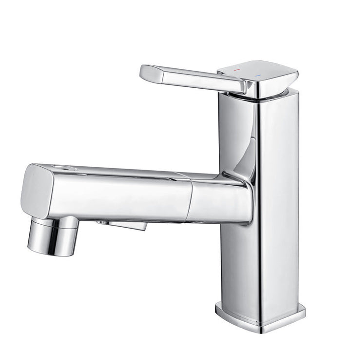 Lisslune | Contemporary Vessel Sink Faucet Copper Single Handle Low Arc Pull-Out Vessel Sink Faucet