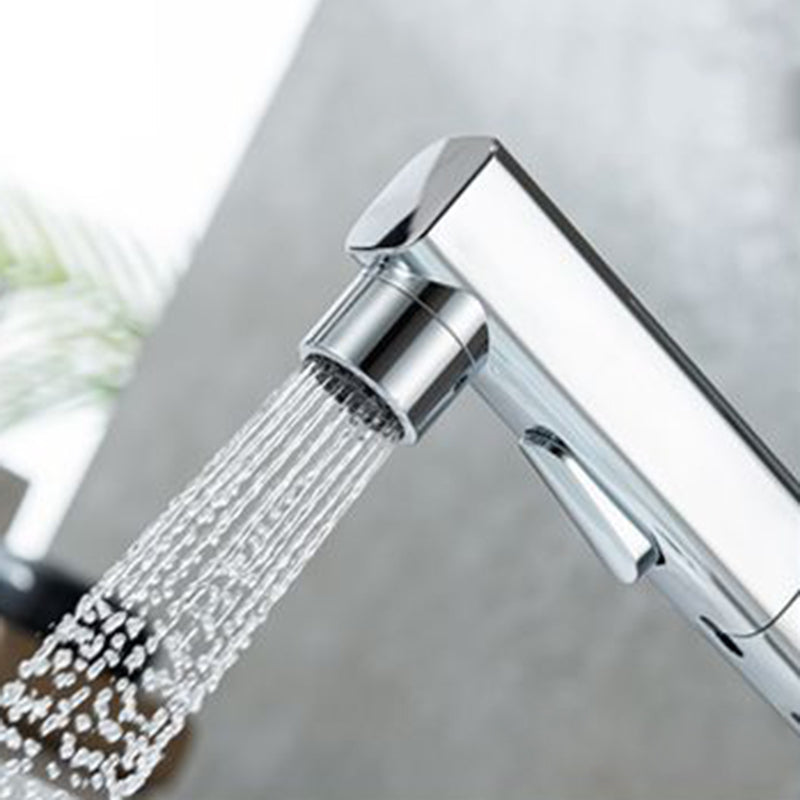 Lisslune | Contemporary Vessel Sink Faucet Copper Single Handle Low Arc Pull-Out Vessel Sink Faucet