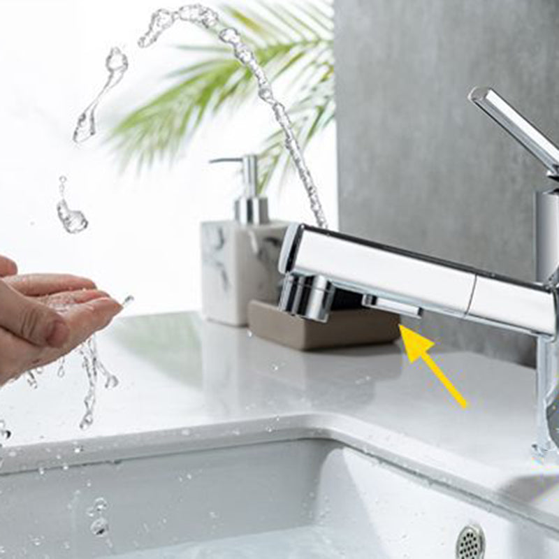 Lisslune | Contemporary Vessel Sink Faucet Copper Single Handle Low Arc Pull Down Vessel Faucet