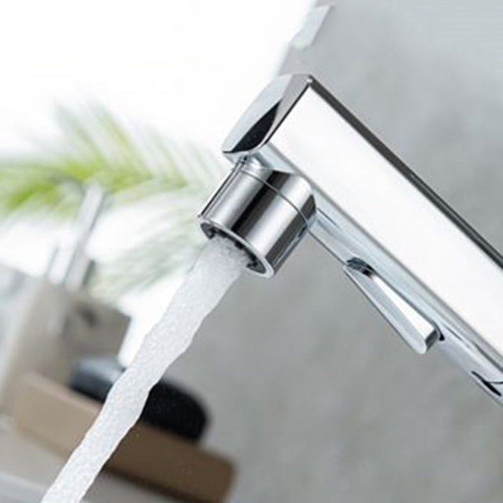 Lisslune | Contemporary Vessel Sink Faucet Copper Single Handle Low Arc Pull Down Vessel Faucet