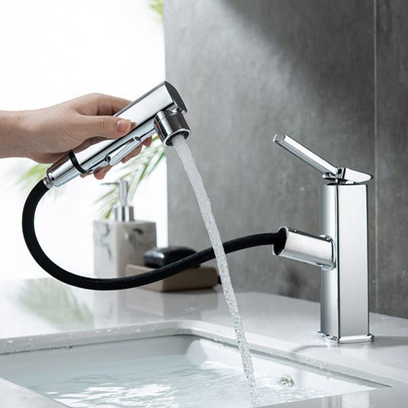 Lisslune | Contemporary Vessel Sink Faucet Copper Single Handle Low Arc Pull Down Vessel Faucet