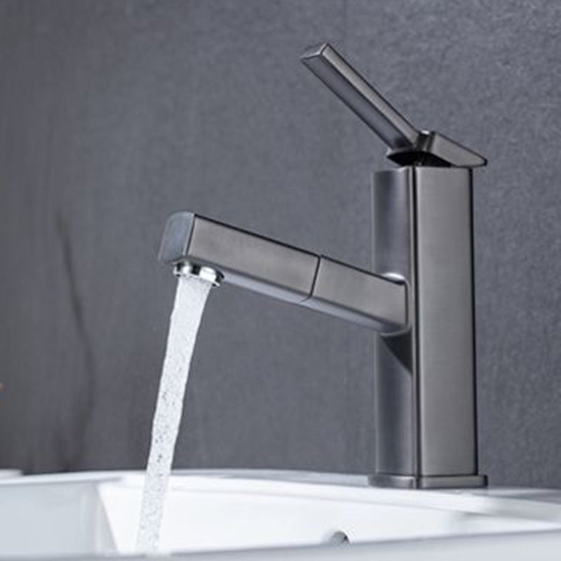 Lisslune | Contemporary Vessel Sink Faucet Copper Single Handle Low Arc Pull Down Vessel Faucet