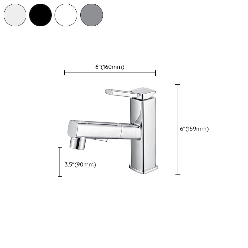 Lisslune | Contemporary Vessel Sink Faucet Copper Single Handle Low Arc Pull-Out Vessel Sink Faucet