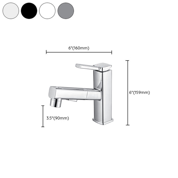 Lisslune | Contemporary Vessel Sink Faucet Copper Single Handle Low Arc Pull-Out Vessel Sink Faucet