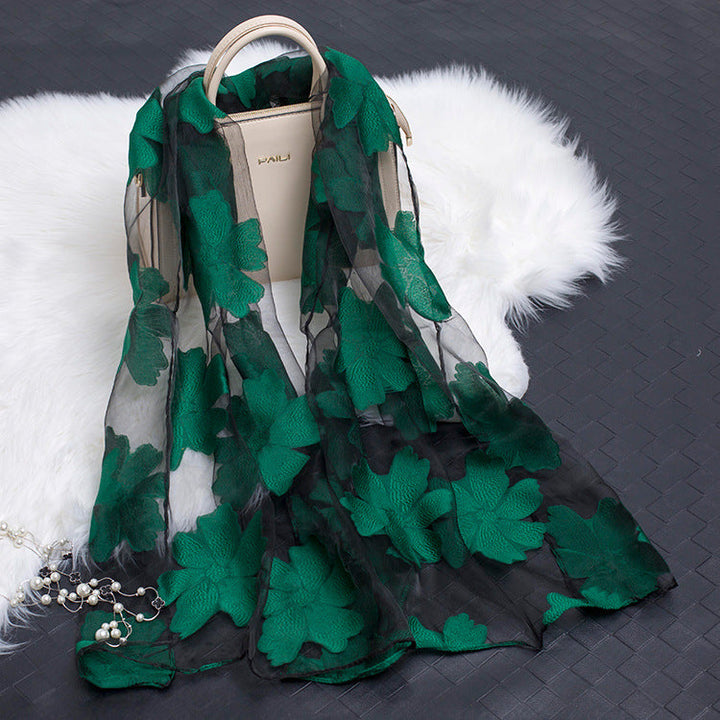 Lisslune | Silk scarf with cut flowers hollow motif