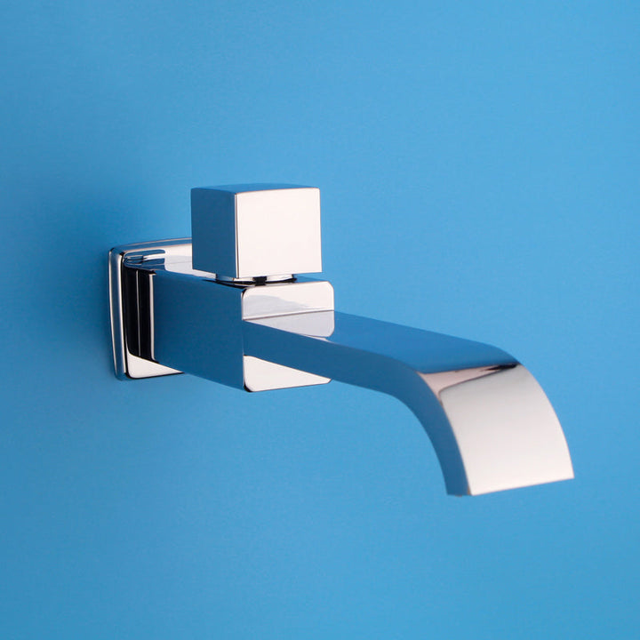 Lisslune | Contemporary Wall Mounted Bathroom Faucet Handle Knob Solid Brass Square Faucet