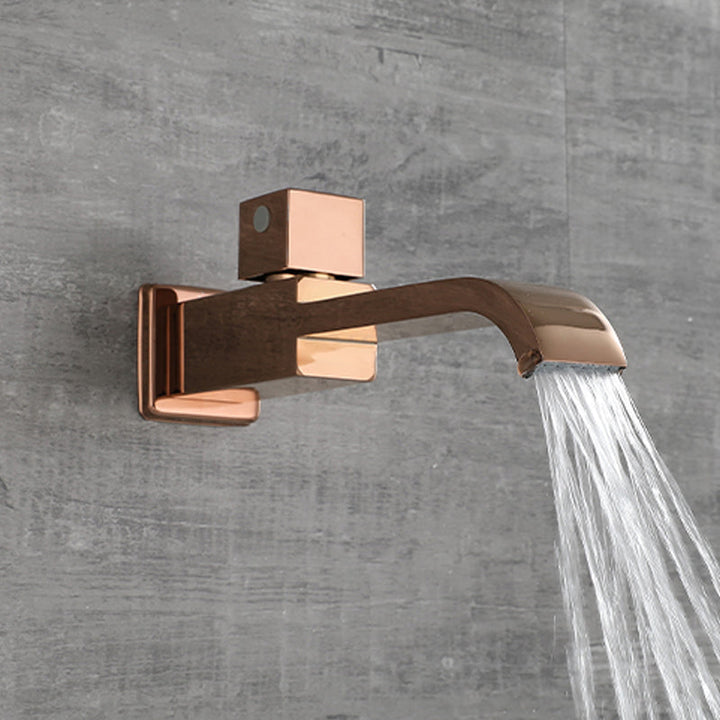 Lisslune | Contemporary Wall Mounted Bathroom Faucet Handle Knob Solid Brass Square Faucet