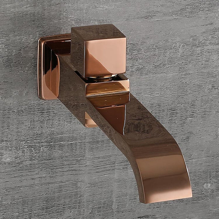Lisslune | Contemporary Wall Mounted Bathroom Faucet Handle Knob Solid Brass Square Faucet